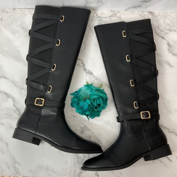 THALIA SODI Veronika Black Riding Boots - Picture 1 of 10